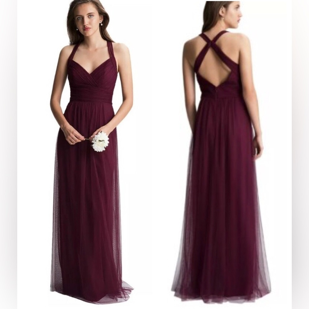 Bill Levkoff Mesh Cut Out Open Back Sweatheart Burgundy Prom Evening Gown size 6